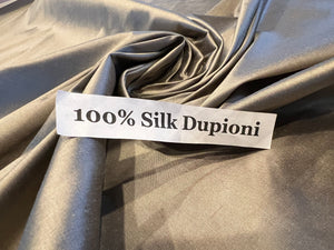 #1074  Silver Grey 100% Dupioni Silk Remnant
