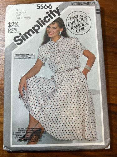 Vintage Simplicity Pattern #5566 Size 10-14