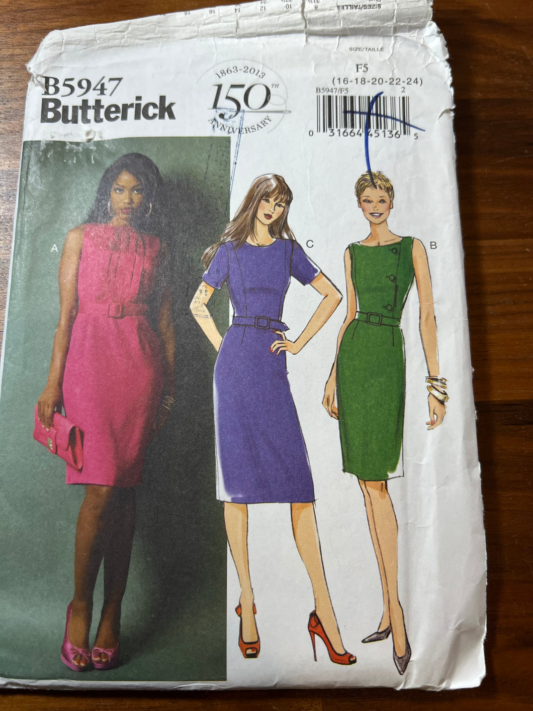 Butterick Pattern #5947 Size 16-24