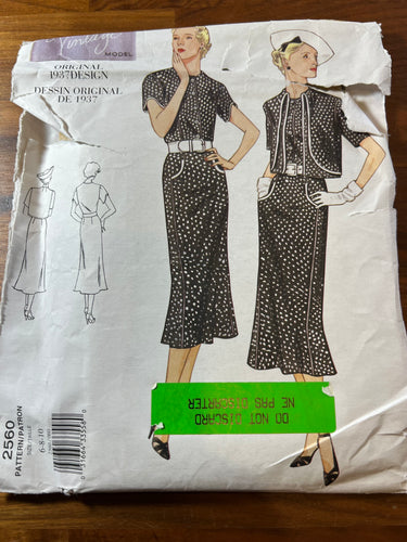 Vintage Vogue #2560 Size 6-8-10