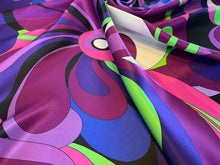 Load image into Gallery viewer, Exclusive Neon Winter Techno Floral Print 100% Silk Charmeuse.   1/4 Metre Price