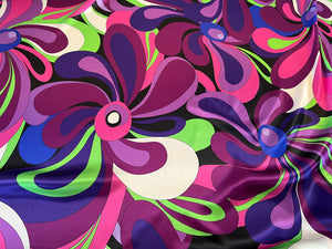 Exclusive Neon Winter Techno Floral Print 100% Silk Charmeuse.   1/4 Metre Price