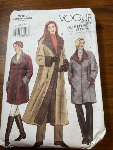 Vintage Vogue #7627 Size XSmall, Small, Medium