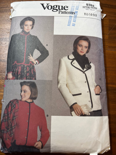Vintage Vogue #9382 Size 12-14-16