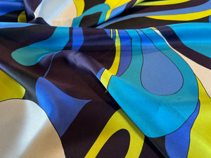 Exclusive Neon Summer Techno Blue Floral Print 100% Silk Charmeuse.   1/4 Metre Price