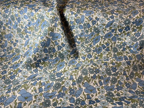 Baby Blue Poppy & Daisy  Liberty of London 100% Cotton Tana Lawn   1/4 Meter Price