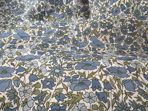 Baby Blue Poppy & Daisy  Liberty of London 100% Cotton Tana Lawn   1/4 Meter Price