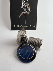 Navy Blue with Gold Ring Button