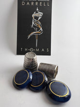 Load image into Gallery viewer, Navy Blue with Gold Ring Button