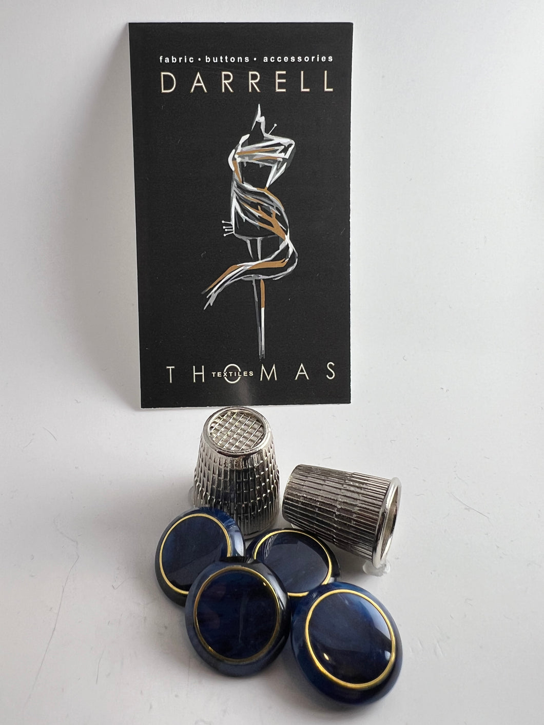 Navy Blue with Gold Ring Button