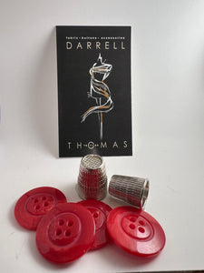 Red Marbled  Four Hole Button