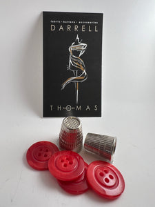 Red Marbled  Four Hole Button