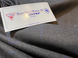 FF#52 Grey & Blue Check 100% Wool Remnant Super 130's  75% off!!