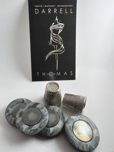 Grey Marbled & Pearl Button