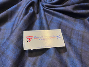 FF#53 Royal Blue & Black Plaid 100% Wool Flannel Remnant Super 130's  75% off!!