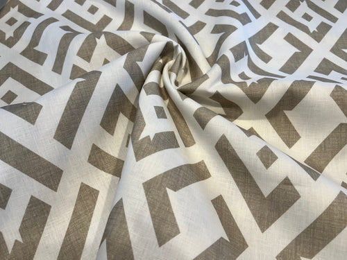 #1337 100% Linen Abstract Geometrical Print Remnant