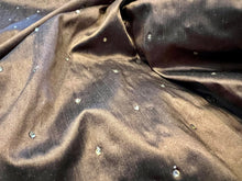 Load image into Gallery viewer, #1342 Brown 100% Silk Dupioni with Rhinestones Remnants. 2x available