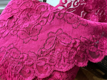 Load image into Gallery viewer, Burgundy Butterfly Scalloped Lingerie Lace  - Nylon &amp; Spandex.     1 Metre Price