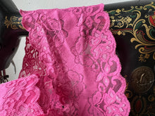 Load image into Gallery viewer, Bubblegum Pink Butterfly Scalloped Lingerie Lace  - Nylon &amp; Spandex.     1 Metre Price