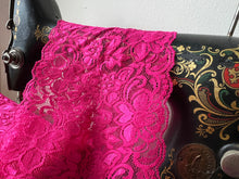 Load image into Gallery viewer, Fuchsia Double Scalloped Lingerie Lace  - Nylon &amp; Spandex.     1 Metre Price
