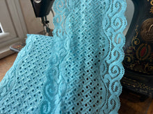 Load image into Gallery viewer, Turquoise Scalloped Lingerie Lace  - Nylon &amp; Spandex.     1 Metre Price