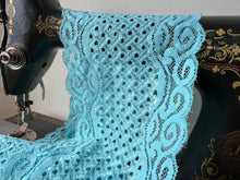 Load image into Gallery viewer, Turquoise Scalloped Lingerie Lace  - Nylon &amp; Spandex.     1 Metre Price