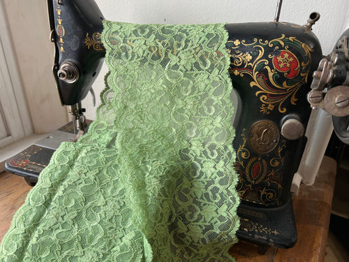Lime Floral Scalloped Lingerie Lace  - Nylon & Spandex.     1 Metre Price
