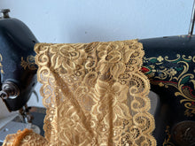 Load image into Gallery viewer, Golden Floral Scalloped Lingerie Lace  - Nylon &amp; Spandex.     1 Metre Price