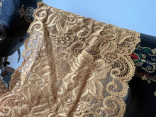 Load image into Gallery viewer, Golden Floral Scalloped Lingerie Lace  - Nylon &amp; Spandex.     1 Metre Price