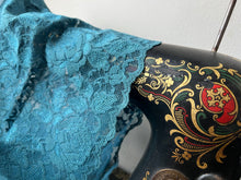 Load image into Gallery viewer, Wide Teal Scalloped Lingerie Lace  - Nylon &amp; Spandex.     1 Metre Price