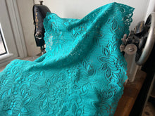 Load image into Gallery viewer, Wide Turquoise Scalloped Lingerie Lace  - Nylon &amp; Spandex.     1 Metre Price