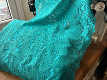 Load image into Gallery viewer, Wide Turquoise Scalloped Lingerie Lace  - Nylon &amp; Spandex.     1 Metre Price