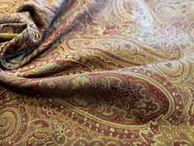 Load image into Gallery viewer, Red &amp; Gold Regal Paisley 67% Rayon 33% Polyester      Price per 1/4 Metre