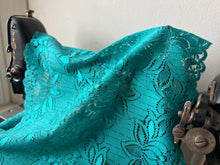 Load image into Gallery viewer, Wide Turquoise Scalloped Lingerie Lace  - Nylon &amp; Spandex.     1 Metre Price