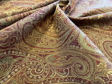 Load image into Gallery viewer, Red &amp; Gold Regal Paisley 67% Rayon 33% Polyester      Price per 1/4 Metre