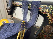 Load image into Gallery viewer, Navy Blue Scalloped Lingerie Lace  - Nylon &amp; Spandex.     1 Metre Price
