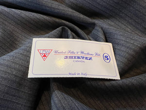 FF#120 Blue & Grey Pinstripe 100% Wool Gabardine Remnant  Super 130's  75% off!!
