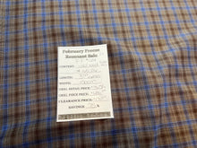 Load image into Gallery viewer, FF#124  Blue &amp; Brown Check 100% Wool Gabardine Remnant  Super 130&#39;s  75% off!! 2x Available