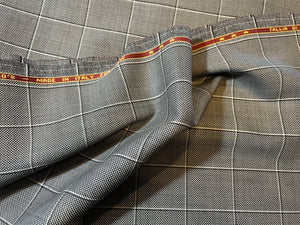 FF#122.  Grey Check 100% Wool Gabardine Remnant  Super 130's  75% off!! 3x Available