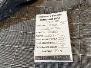 FF#123  Grey Check 100% Wool Gabardine Remnant  Super 130's  75% off!! 2x Available