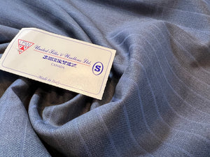 FF#121  Blue Pinstripe 100% Wool Gabardine Remnant  Super 130's  75% off!! 3x Available