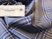 Load image into Gallery viewer, FF#142  Bluebell Blue Plaid 100% Wool Gabardine Remnant  Super 130&#39;s  75% off!!