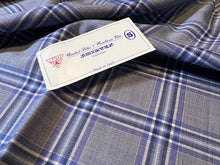 Load image into Gallery viewer, FF#142  Bluebell Blue Plaid 100% Wool Gabardine Remnant  Super 130&#39;s  75% off!!