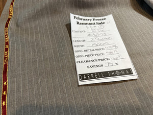 FF#125    Grey Pinstripe 80% Wool 20% Silk Remnant  75% off!!  2x Available