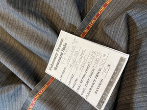 FF#130   Grey Pinstripe 100% Wool Super 130's Remnant     75% off!!  3x Available
