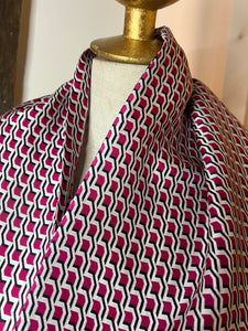 Designer Pink & Navy Silk Infinity Scarf