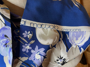 Exclusive Royal Blue Floral Designer Silk Infinity Scarf