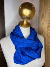 Load image into Gallery viewer, Royal Blue Jacquard  100% Silk Charmeuse Infinity Scarf