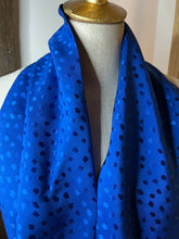 Load image into Gallery viewer, Royal Blue Jacquard  100% Silk Charmeuse Infinity Scarf