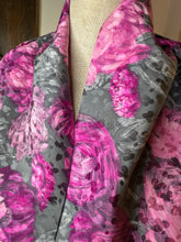 Load image into Gallery viewer, Grey &amp; Pink Floral Jacquard Silk Infinity Scarf